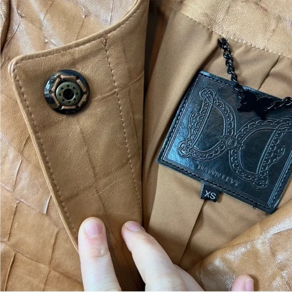 Dawn Levy brown genuine leather pockets coat XS - Picture 8 of 13